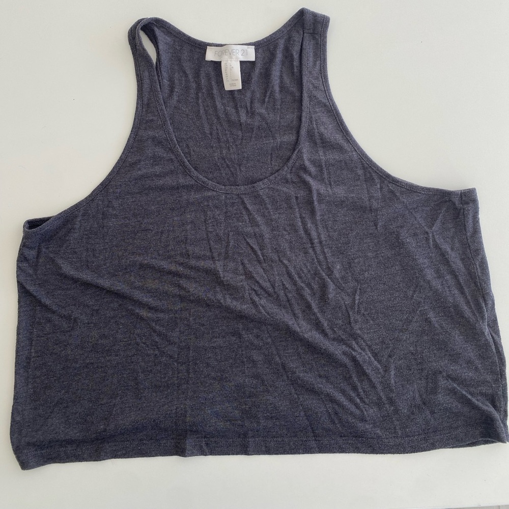 Gray crop t-back tank top Forever 21 Large